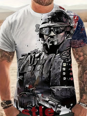 Men's Graphic Soldier T-Shirt for Summer Outdoor