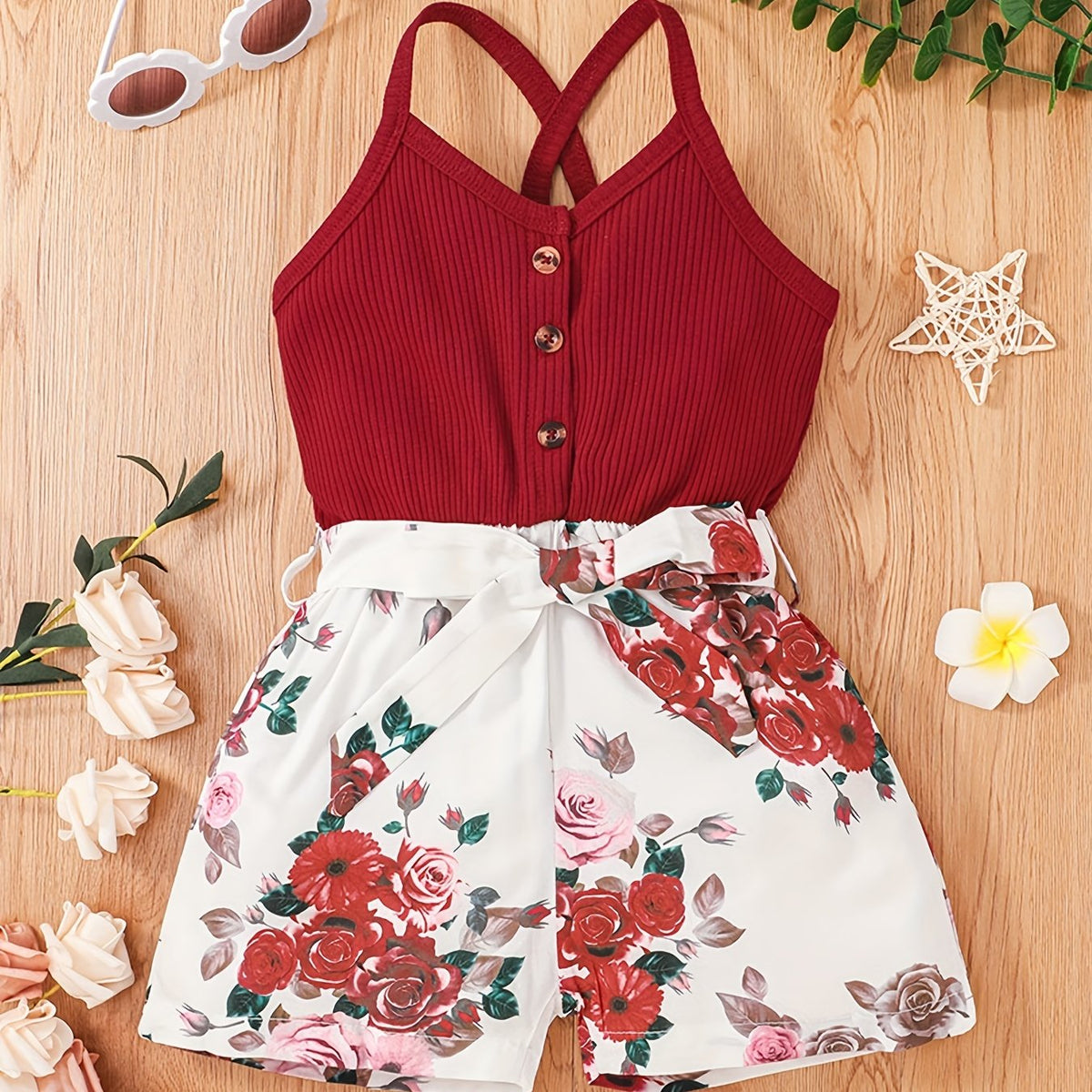 Toddler Girls Sleeveless Floral Rompers Jumpsuits for Beach Vacation