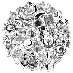50pcs Gothic Doodle Stickers for Phone, Skateboard & More