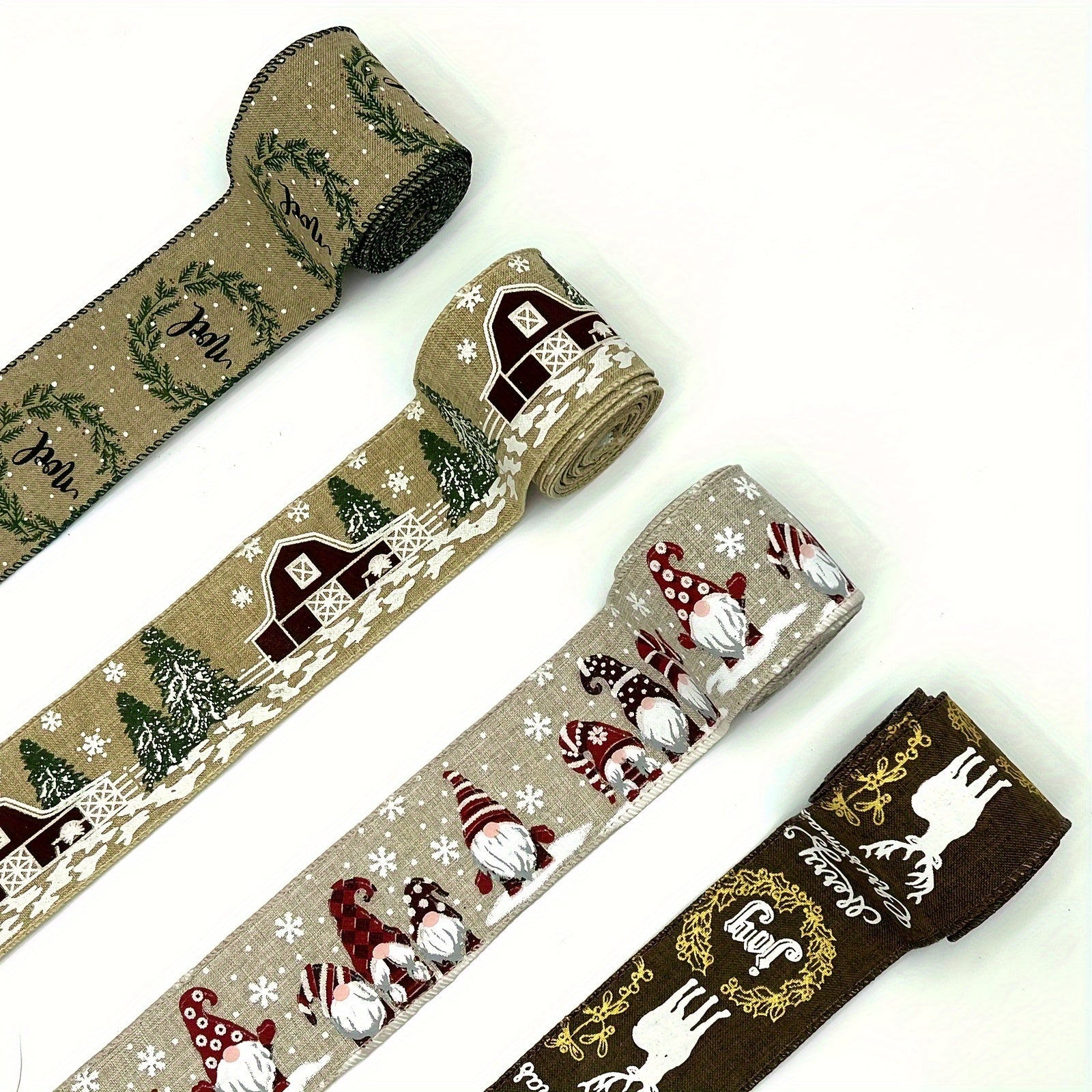 4.57m Christmas Wired Edge Ribbon Rustic Farmhouse Tree Craft Ribbon