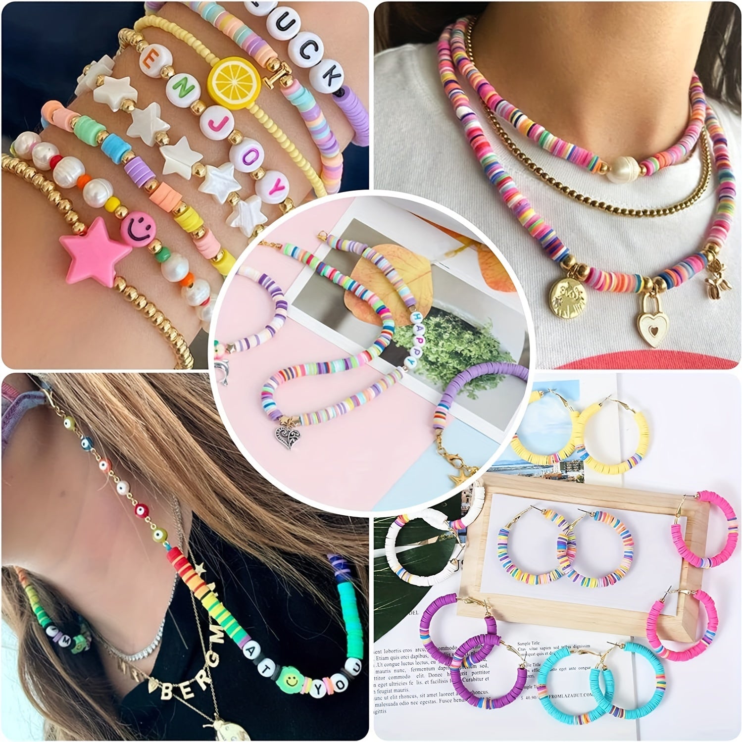 Polymer Clay Beads Charm Bracelet Making Kit - 96 Colors
