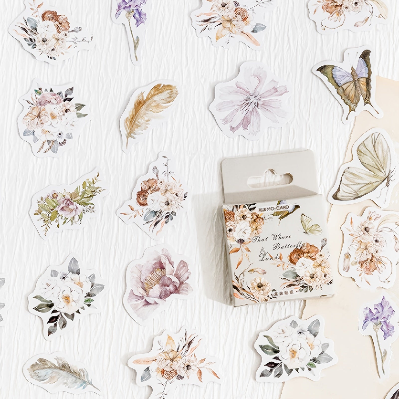 46pcs B137 Butterfly Series Sticker Boxed Full blown Flowers Falling