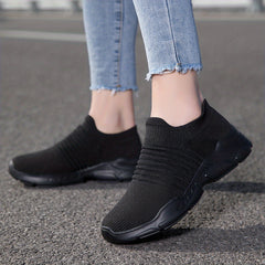 Women's Breathable Knit Sneakers Casual Slip On Outdoor Shoes Lightweight