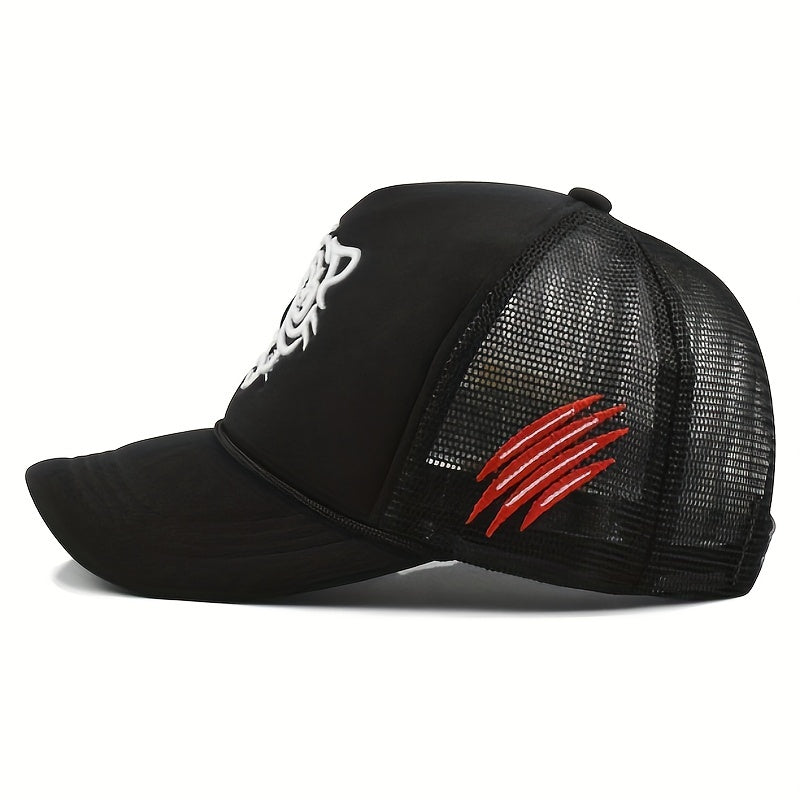 Unisex Sunshade Mesh Baseball Cap Tiger Embroidery