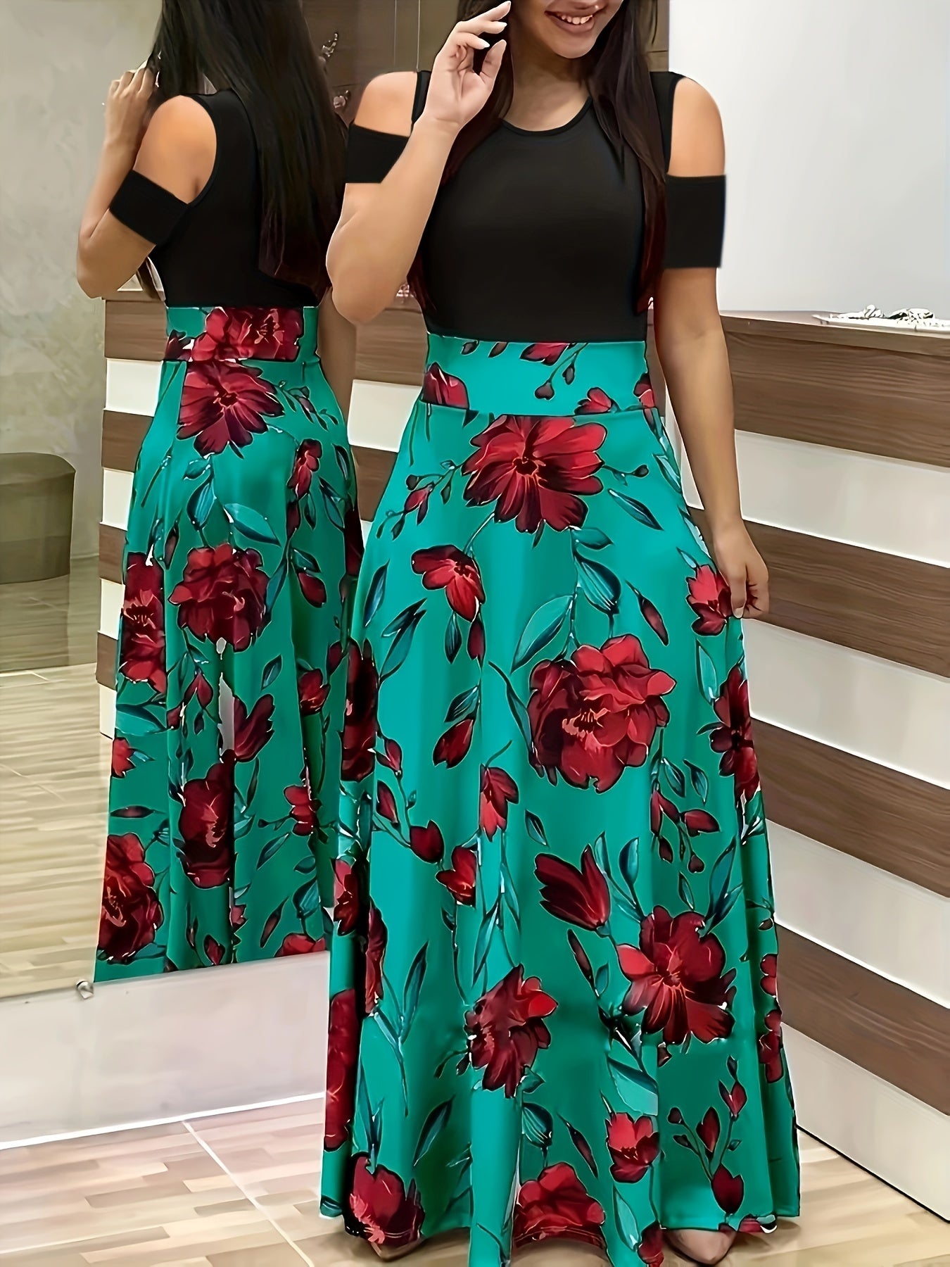  Floral Print Maxi Dress