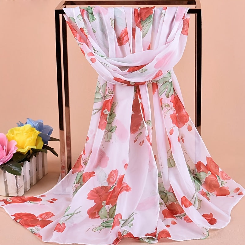 Chiffon Printed Silk Scarf Neckerchief Head Wrap Beach Women Shawl