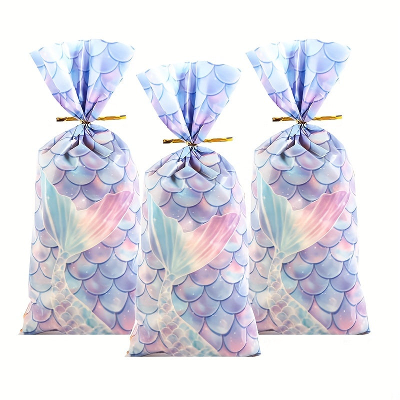 50pcs Mermaid Scale Print Candy Bag Birthday Party Decorations
