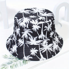 Coconut Tree Reversible Bucket Hat Fisherman Cap Sunscreen