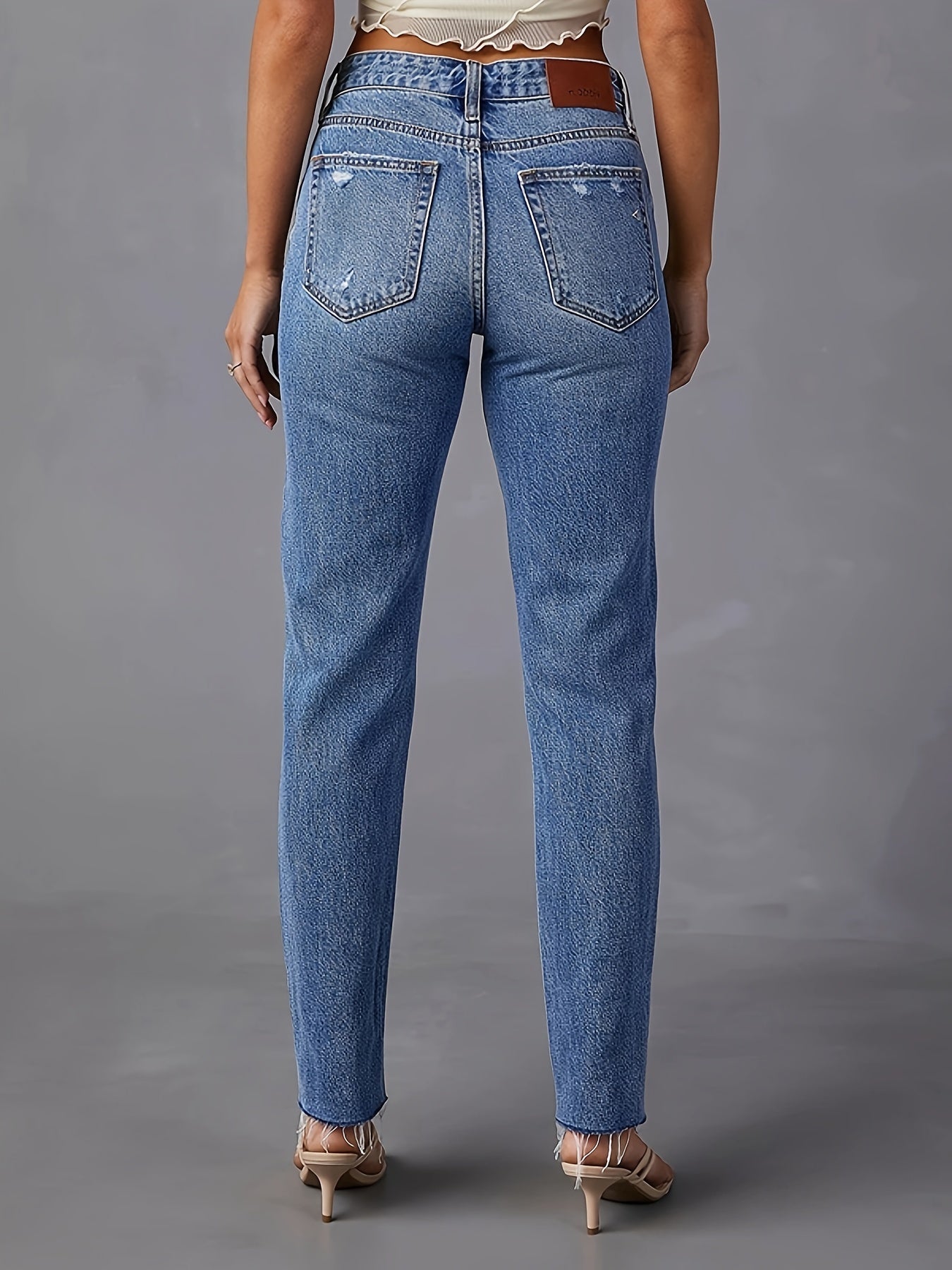  Washed Ripped High Stretch Jeans