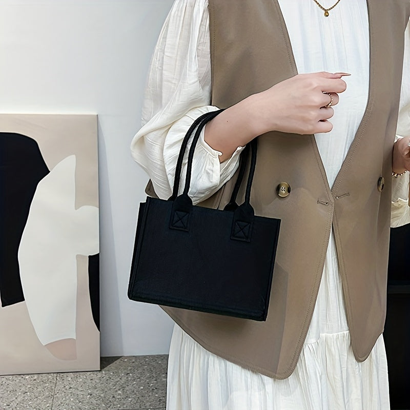 Felt Tote Bag Solid Handbag No Closure Gift Bag For Party