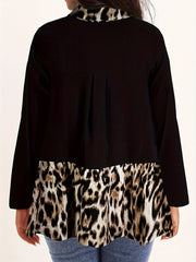 Casual Leopard Print Button Up Blouse