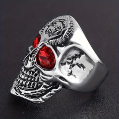 Vintage Skull Head Ring Cracked Ghost Head Rock Men's Ring Size 7 14