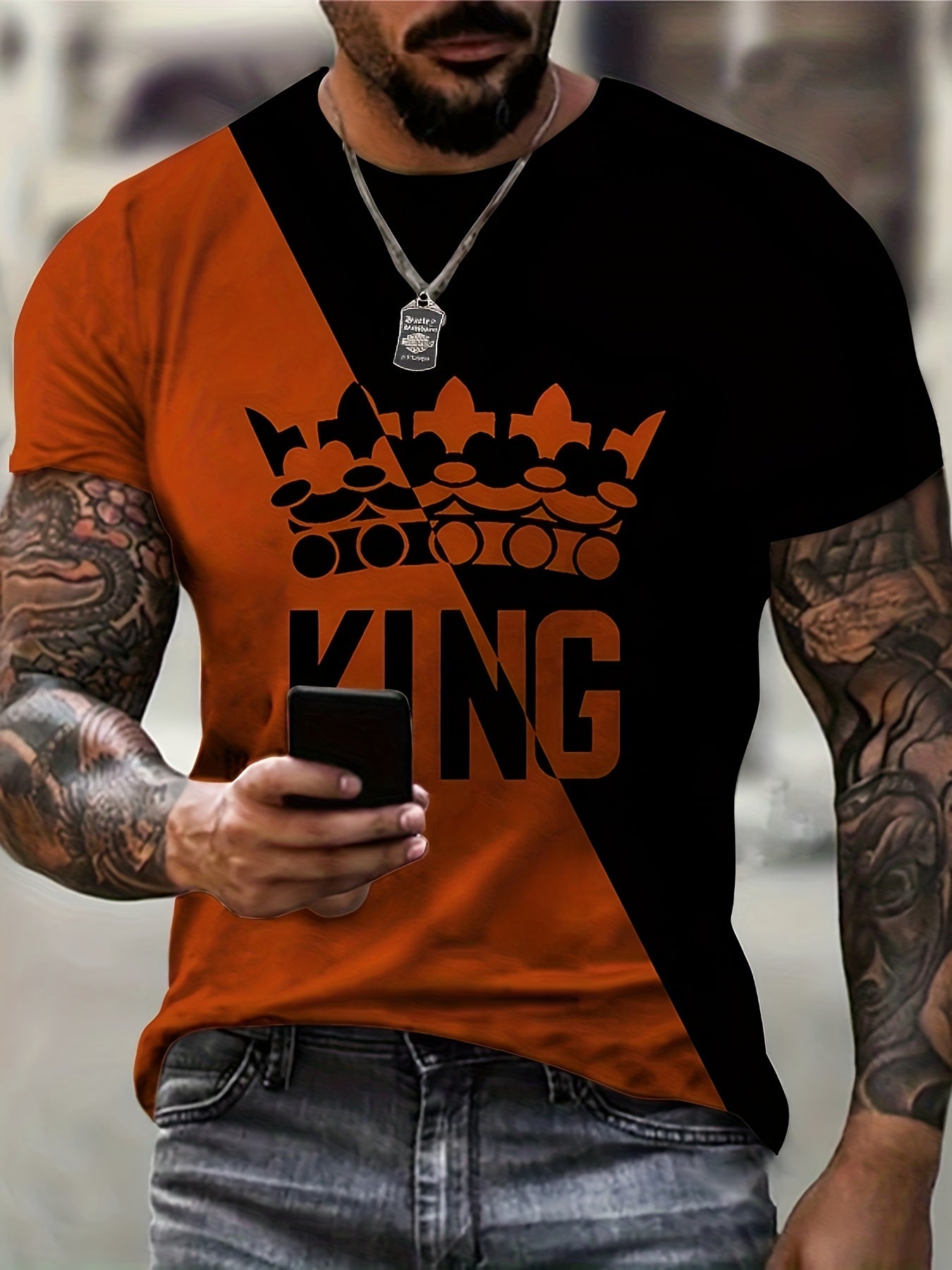 Colorful King Letter Graphic Print Men's T Shirt