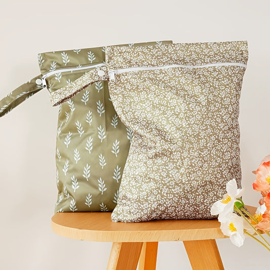 2pcs Reusable Diaper Bags Cactus & Sun Floral Designs Durable Polyester Pouches