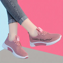 Women's Rose Pattern Running Shoes Lace Up Outdoor Walking Shoes