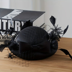 Feather Bowknot Veil Fascinators Hats For Women French Style Bridal Wedding Tiar