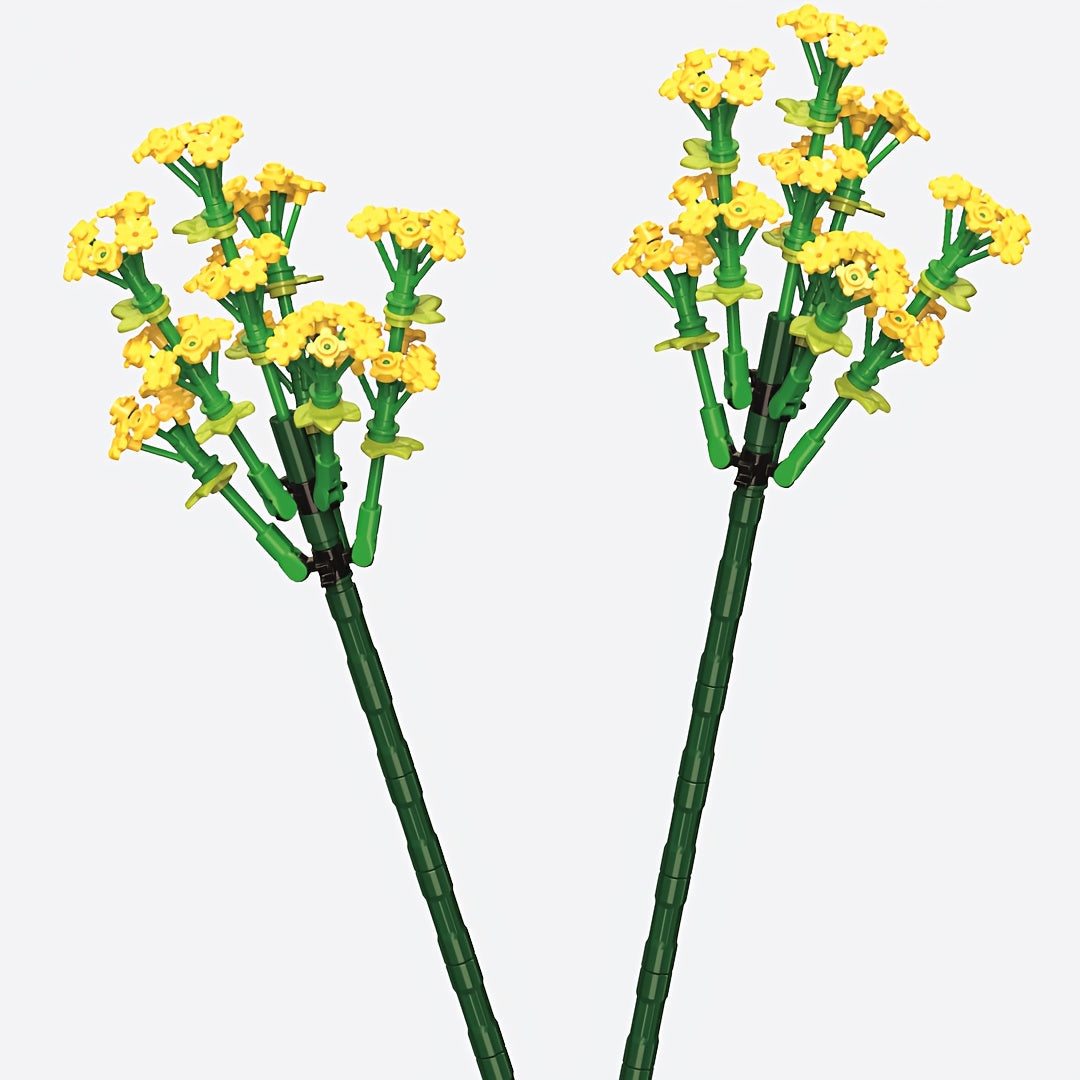 Yellow Oriole Grass Building Block Flowers DIY Assembly Toy