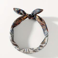Paisley Print Hair Band Silk Formal Square Neck Scarf