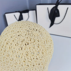 Solid Crochet Sun Hat Wide Brim Bucket Hat Women Outdoor Travel Beach Hats