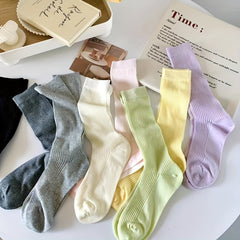 8 Pairs Women's Solid Breathable All match Socks Stockings & Hosiery