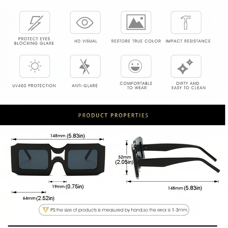 Square Frame Candy Sunglasses Y2K Stylish Shades Eyeglasses
