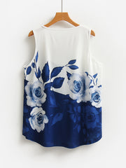  Floral Print V Neck Tank Top
