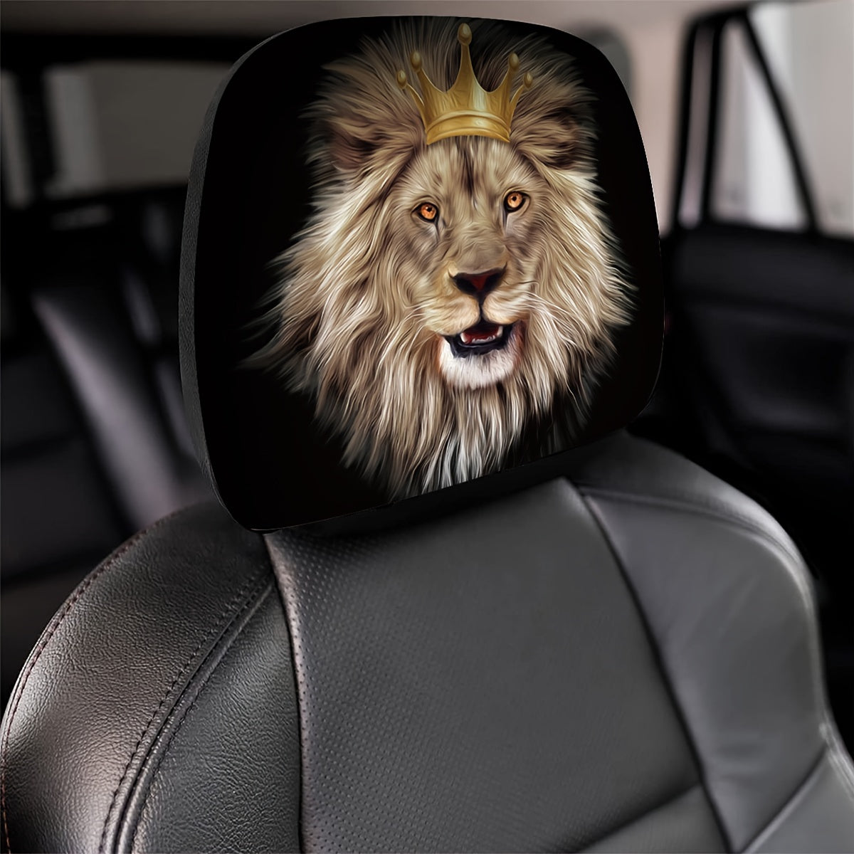 Lion Style Car Headrest Cover Universal Fit Car Interior Accessories