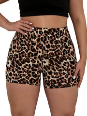  Leopard Print High Rise Skinny Shorts