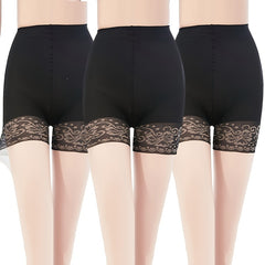 3 Pack Lace Stitching High Waist Sheer Footed Pantyhose Women's Stockings