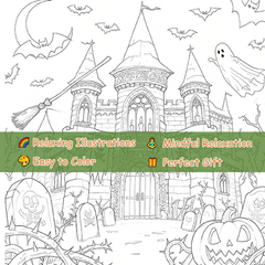 Deluxe Gothic Halloween Adult Coloring Book 22 Pages 20x20cm
