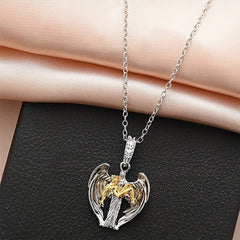 Vintage Angel Pendant Necklace Men's Redemption Religious Necklace