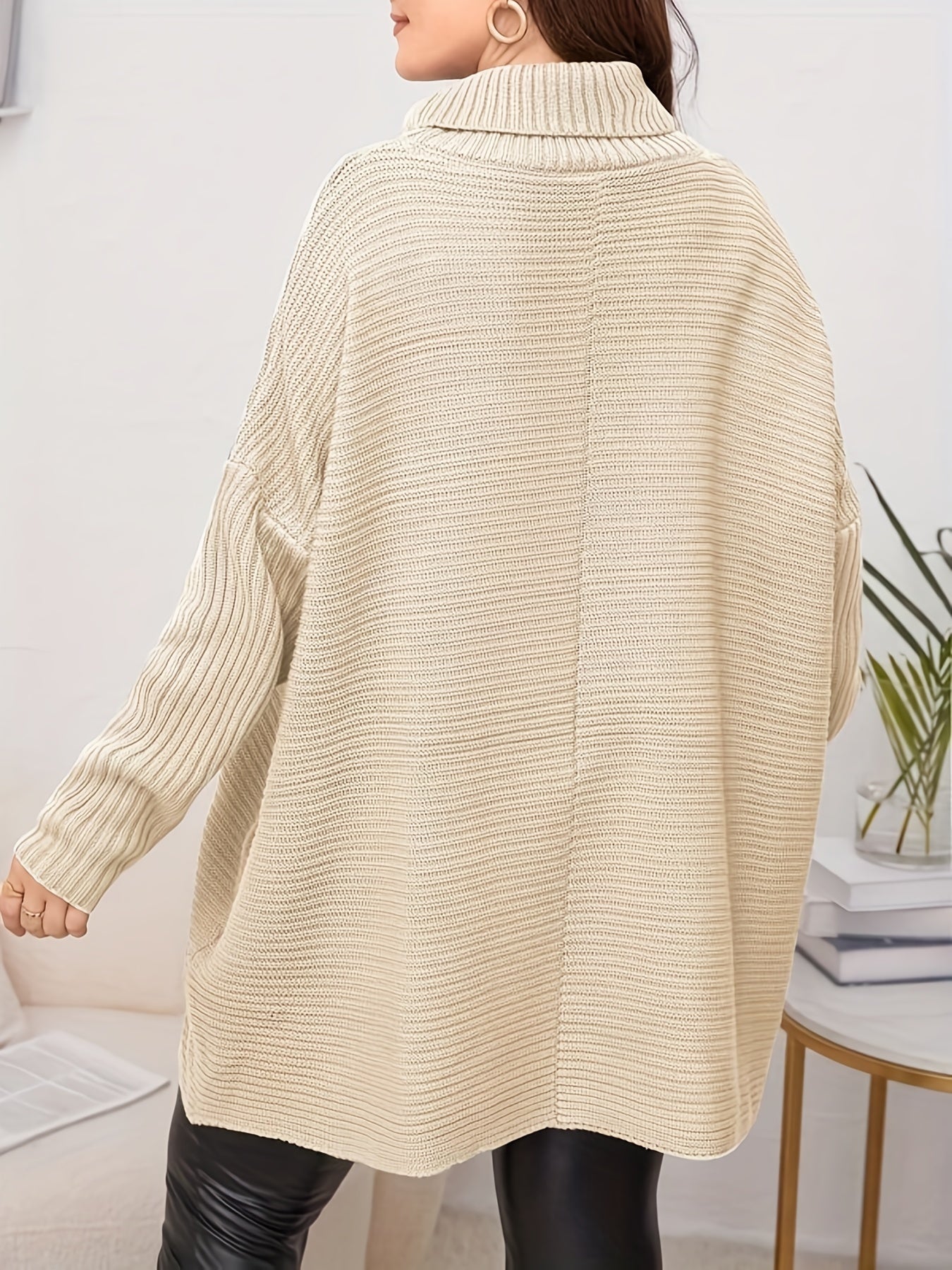  Ribbed Turtle Neck Pullover Sweater