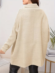  Ribbed Turtle Neck Pullover Sweater