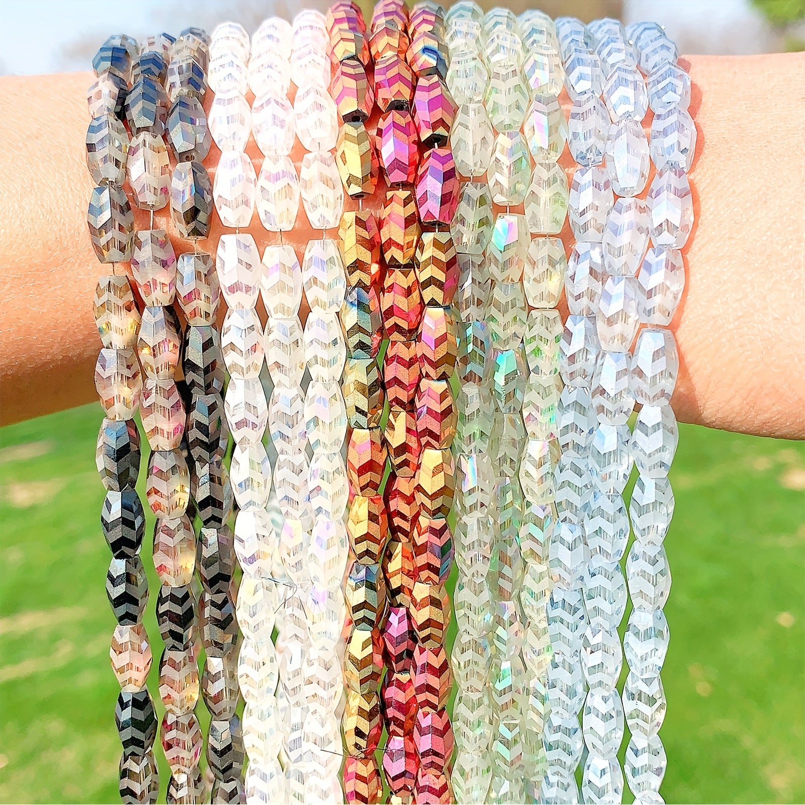 55pcs AB Plated Crystal Beads Frosted Glass Spacer Beads for DIY Bracelet