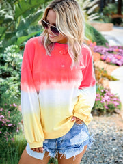 Gradient Print Sweatshirt Long Sleeve Casual Top for Spring & Summer