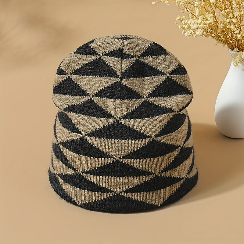 Men's Y2K Rhombus Woolen Knitted Hat