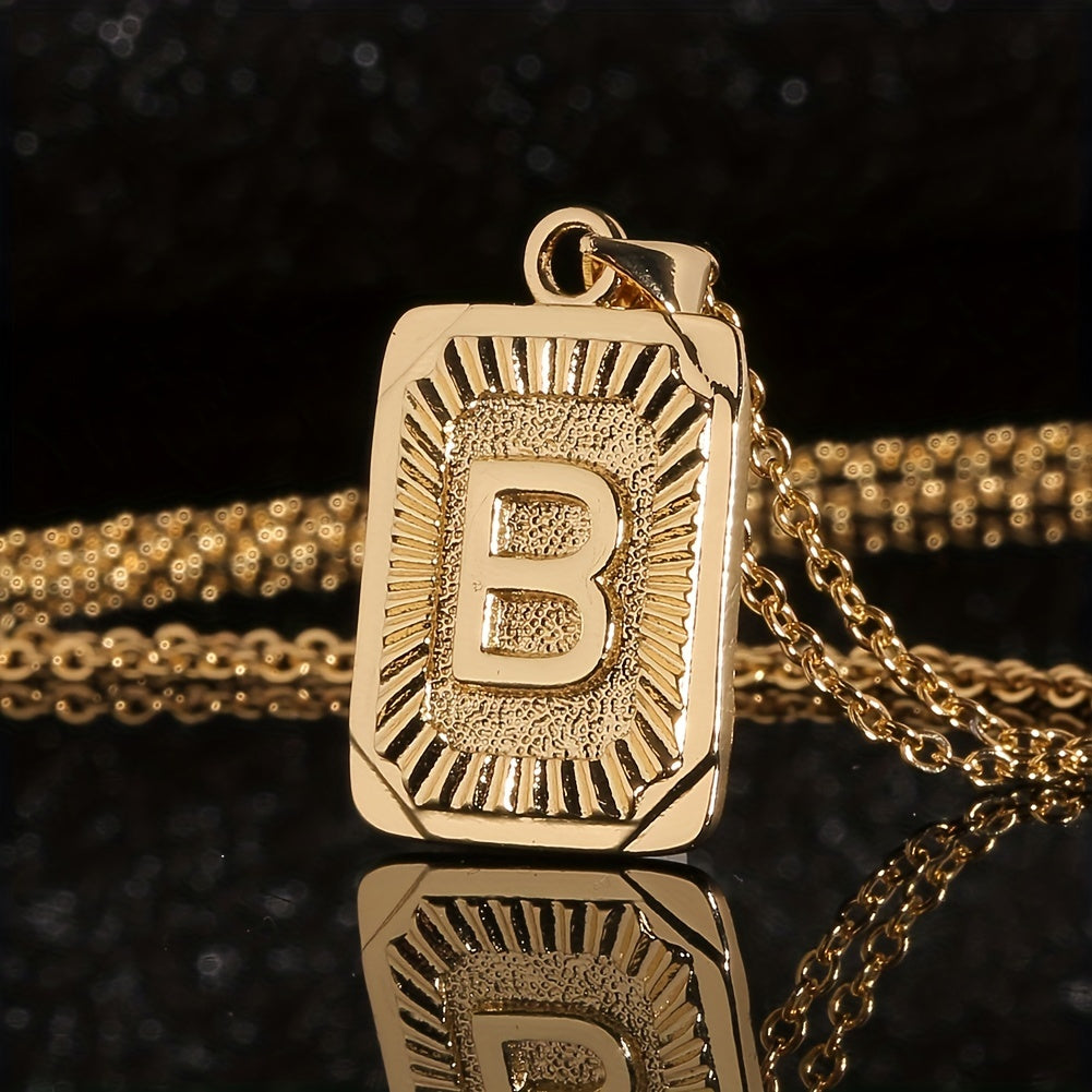18K Plated Initial Letter Pendant Necklace For Women Men