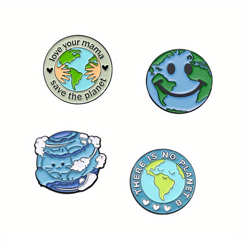 Planet Cat Enamel Brooches Pins Earth Brooches Lapel Badges Animal Jewelry Gift