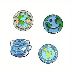 Planet Cat Enamel Brooches Pins Earth Brooches Lapel Badges Animal Jewelry Gift