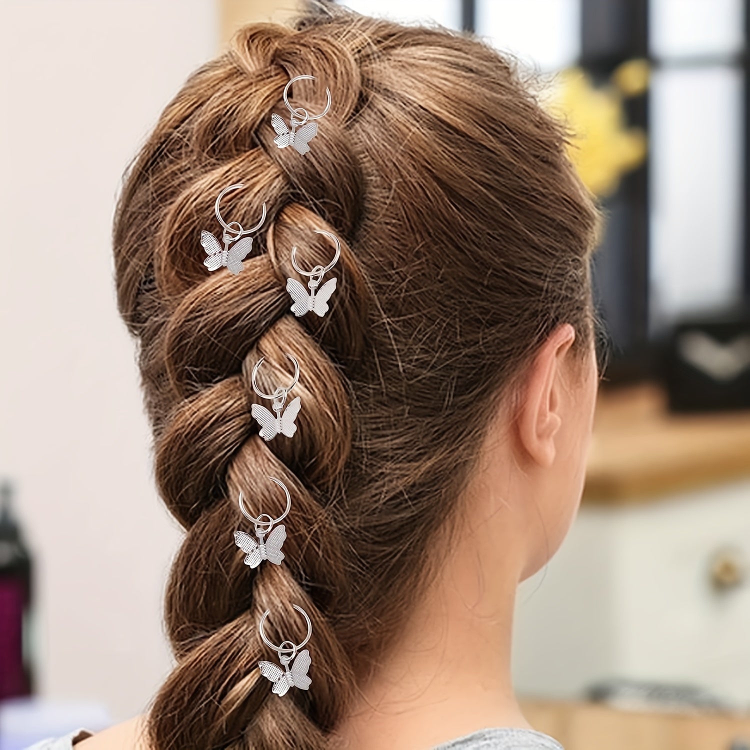 24PCS Butterfly Hair Ring Clip Silver Dreadlock Accessories