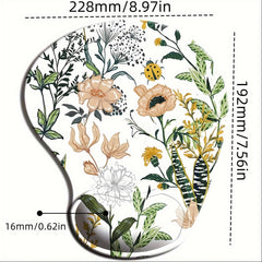 Ergonomic Mouse Pad with Wrist Support - Non Slip Base - Pain Relief Floral