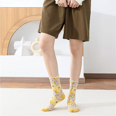 Vintage Sunflower Mid tube Socks Women's Stockings