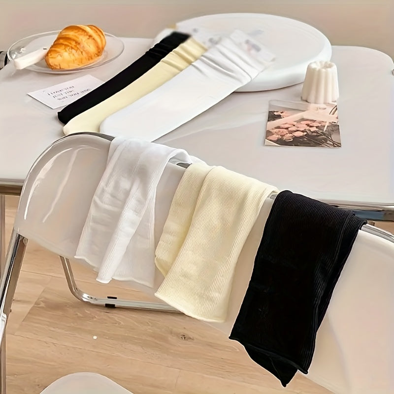 5 Pairs Solid Socks Comfy & Breathable All match Socks Women's Stockings