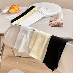 5 Pairs Solid Socks Comfy & Breathable All match Socks Women's Stockings