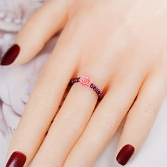Garnet Beaded Stretch Ring for Women & Girls