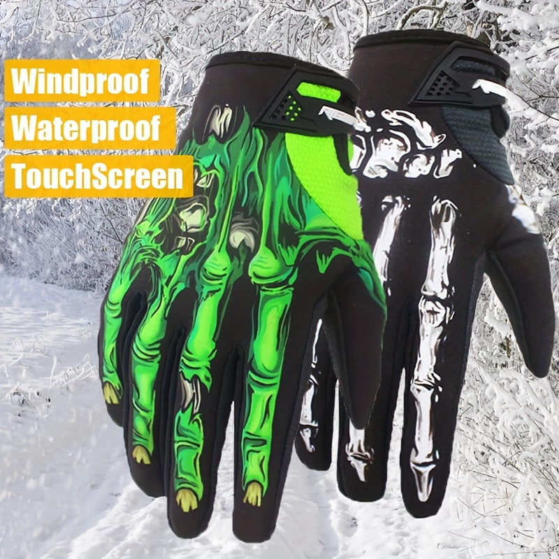 Cycling Gloves Skeleton Hand Touch Screen Warm Windproof Coldproof Gloves