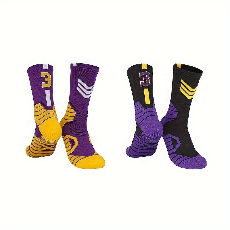 2 Pairs Teenager's Mid Crew Sport Socks Sweat-absorbing Breathable Socks