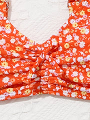 Girls Floral Bikini Set Cami Top & Briefs Beach Vacation