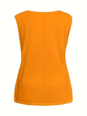  Colorblock Leopard Print V Neck Tank Top