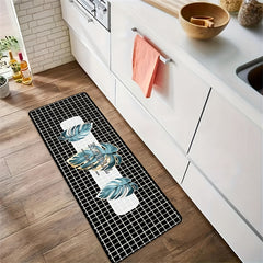 Lattice Print Rug Leaf Pattern Decorative Carpet for Bedroom Living Room